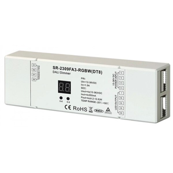 DALI LED Controller SR-2309FA-RGBW – 4-Kanal, Max. 20A, Für RGB/RGBW LED Streifen, DT8